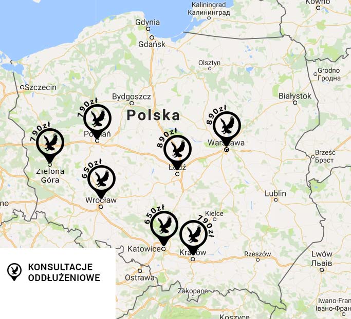 Mapa specjalistycznych konsultacji oddłużeniowych w 2019 roku