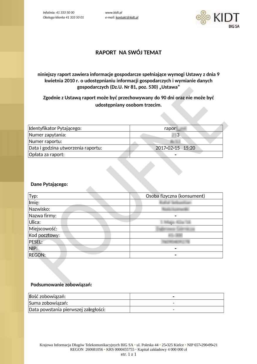 raport kidt wzor