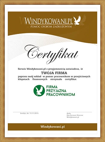 certyfikat firma ramka