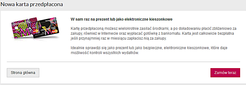 Millennium Bank - karta przedpłacona na okaziciela